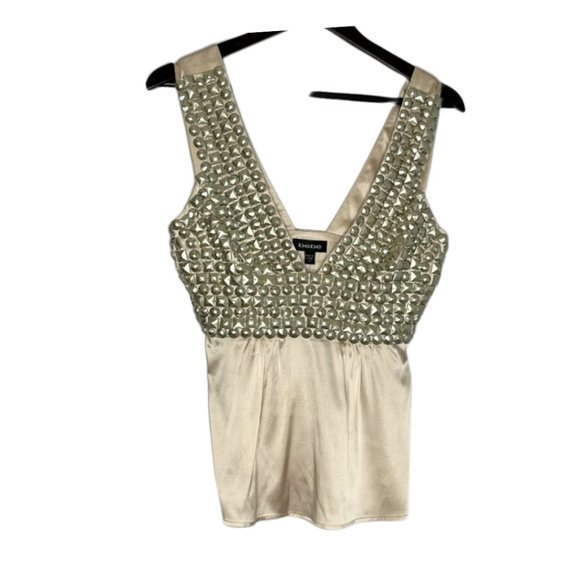 bebe Tops - Bebe Size XS Y2K Heavy Beaded Silk Plunging Blouse